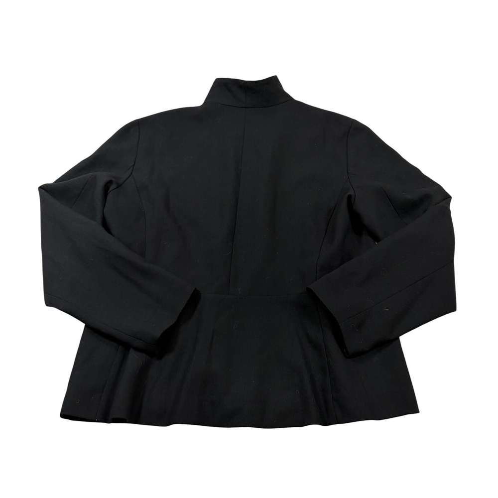 Eileen Fisher Black 100% Italian Wool Open Front Blazer Jacket Womens Large L - Picture 3 of 10